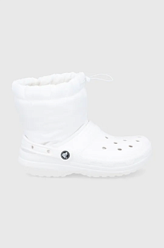 foto зимові чоботи crocs classic lined neo puff boot колір білий 206630