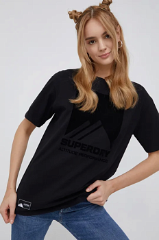 foto бавовняна футболка superdry колір чорний