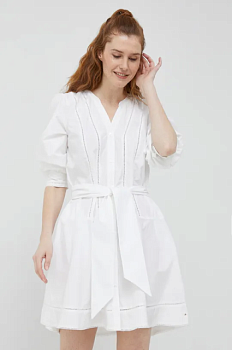 foto бавовняна сукня tommy hilfiger колір білий mini розкльошена