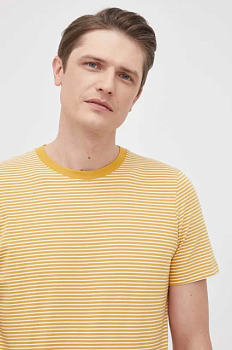 foto бавовняна футболка selected homme колір жовтий візерунок