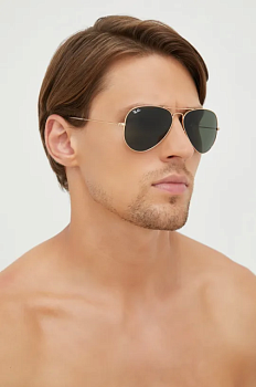 foto сонцезахисні окуляри ray-ban чоловічі колір золотий
