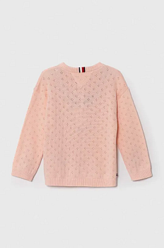 foto бавовняний светр для немовлят tommy hilfiger колір рожевий