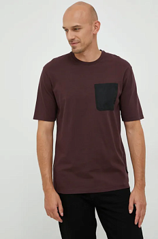 foto бавовняна футболка sisley колір бордовий однотонний