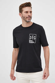 foto бавовняна футболка sisley колір чорний з принтом