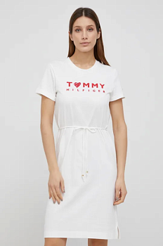 foto бавовняна сукня tommy hilfiger колір білий mini пряма