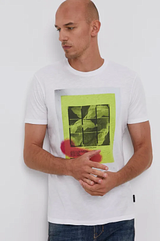 foto бавовняна футболка sisley колір білий з принтом