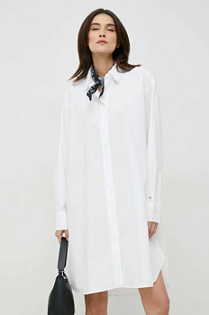 foto бавовняна сукня tommy hilfiger колір білий mini oversize