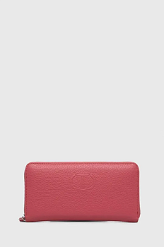 foto шкіряний гаманець twinset жіночий колір рожевий