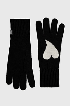 foto рукавички з домішкою вовни moschino жіночі колір чорний