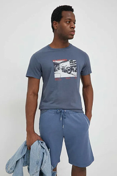 foto бавовняна футболка pepe jeans rahmon колір синій з принтом