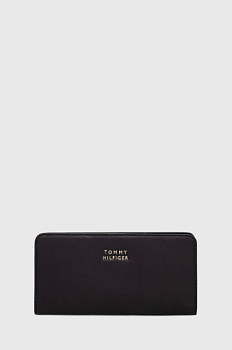 foto шкіряний гаманець tommy hilfiger жіночий колір чорний