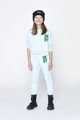 Podrobnoe foto дитячі спортивні штани dkny колір бірюзовий однотонні