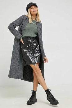 foto пальто only жіночий колір сірий перехідний двобортний