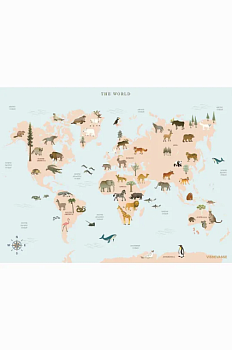 foto vissevasse плакат world map animal 50x70 cm