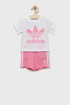 foto дитячий бавовняний комплект adidas originals колір рожевий