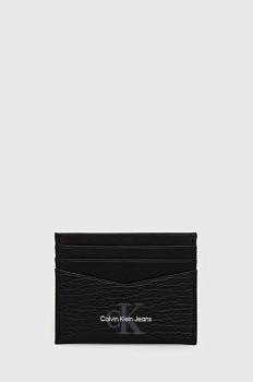 foto шкіряний чохол на банківські карти calvin klein jeans чоловічий колір чорний