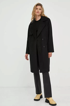 foto вовняне пальто 2ndday livia колір чорний перехідне двобортне