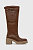 foto шкіряні чоботи tommy hilfiger belt buckle longboot жіночі колір коричневий каблук блок