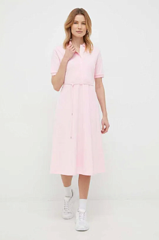 foto сукня tommy hilfiger колір рожевий midi розкльошена