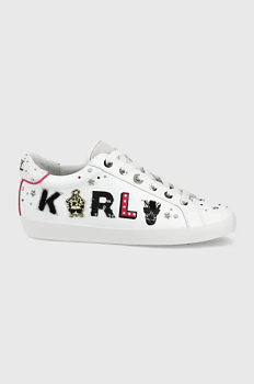 foto шкіряні черевики karl lagerfeld skool колір білий