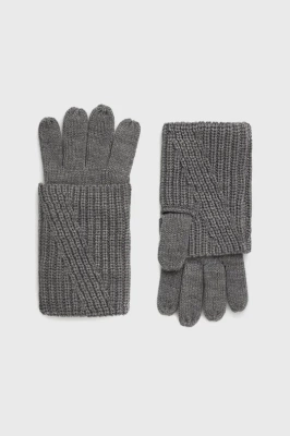 Podrobnoe foto рукавички з домішкою вовни allsaints жіночі колір сірий