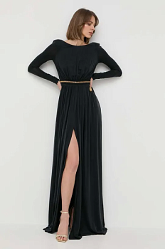 foto сукня elisabetta franchi колір чорний maxi розкльошена