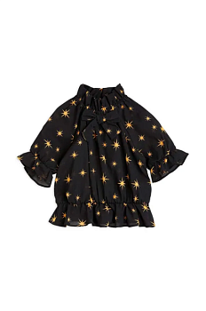 foto дитяча бавовняна блузка mini rodini колір чорний візерунок