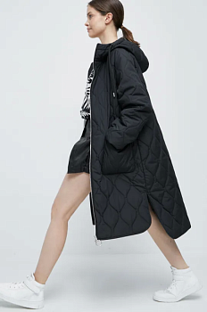 foto пальто medicine жіноче колір чорний зимовий oversize