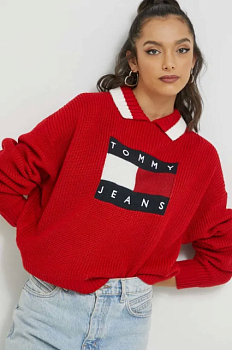 foto светр tommy jeans жіночий колір червоний