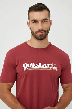 foto бавовняна футболка quiksilver колір червоний з принтом