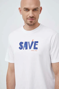 foto бавовняна футболка save the duck колір білий з принтом