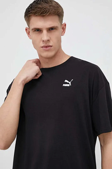 foto бавовняна футболка puma колір чорний однотонний