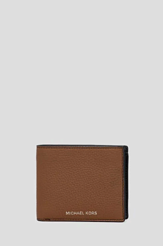 foto шкіряний гаманець michael kors чоловічий колір коричневий