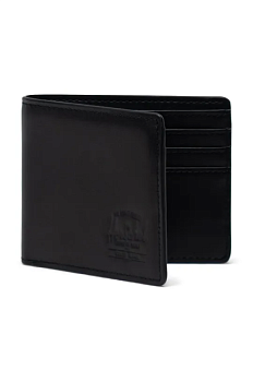 foto шкіряний гаманець herschel колір чорний