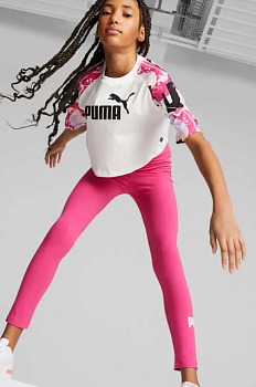 foto дитячі легінси puma ess logo leggings g колір рожевий з принтом