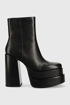 foto шкіряні черевики steve madden cobra жіночі колір чорний каблук блок