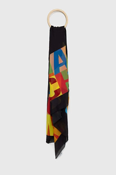 foto хустка з домішкою шовку moschino колір чорний візерунок