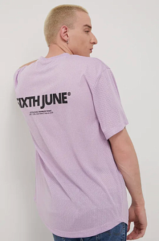 foto футболка sixth june чоловічий колір фіолетовий з аплікацією