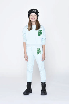 foto дитячі спортивні штани dkny колір бірюзовий однотонні