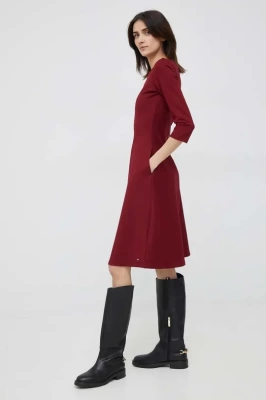 Podrobnoe foto сукня tommy hilfiger колір бордовий mini розкльошена