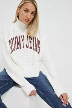 foto светр tommy jeans жіночий колір білий легкий