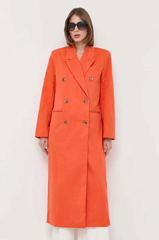 foto пальто notes du nord жіночий колір помаранчевий перехідний двобортний