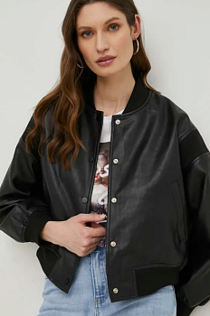 foto куртка-бомбер answear lab жіночий колір чорний перехідна oversize