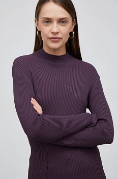 foto светр sisley жіночий колір фіолетовий легкий півгольф