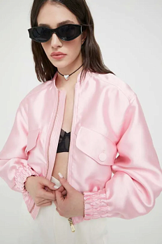 foto куртка-бомбер blugirl blumarine жіночий колір рожевий перехідна