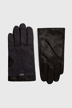foto шкіряні рукавички strellson чоловічі колір сірий