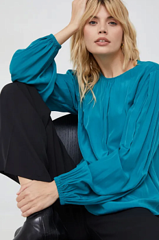 foto блузка sisley жіноча колір бірюзовий однотонна