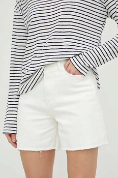 foto джинсові шорти tommy hilfiger жіночі колір білий однотонні висока посадка