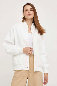 foto куртка-бомбер answear lab жіночий колір білий перехідна oversize