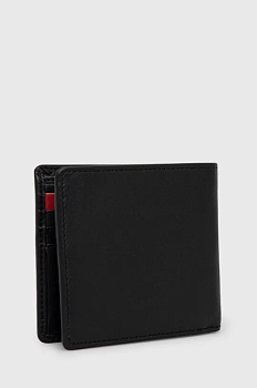 foto шкіряний гаманець hugo чоловічий колір чорний